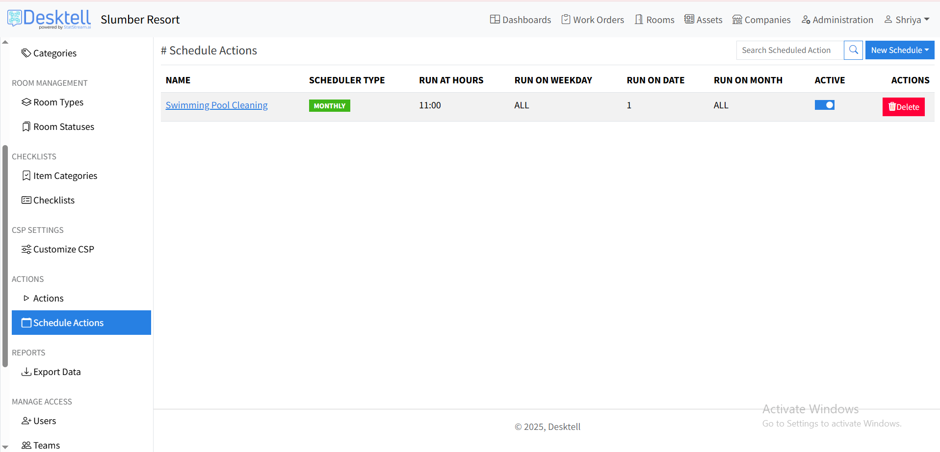 Schedule Work Orders
